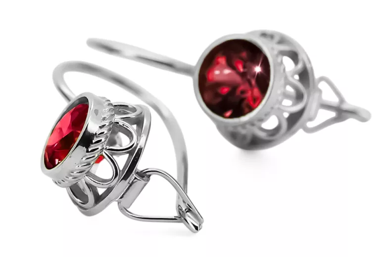 Náušnice Vintage Rubin 925 Sterling Silver VEC117s